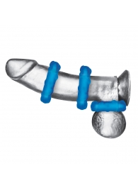 Комплект из трех голубых эрекционных колец 3-Pack Ribbed Rider Cock Ring Set - BlueLine - в Красноярске купить с доставкой