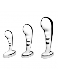 Набор из 3 стальных стимуляторов простаты Stainless Steel P-spot Training Set - b-Vibe - в Красноярске купить с доставкой