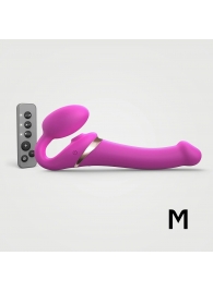 Ярко-розовый безремневой страпон Multi Orgasm Size M с клиторальной стимуляцией - Strap-on-me - купить с доставкой в Красноярске