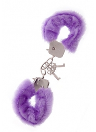 Фиолетовые меховые наручники METAL HANDCUFF WITH PLUSH LAVENDER - Dream Toys - купить с доставкой в Красноярске