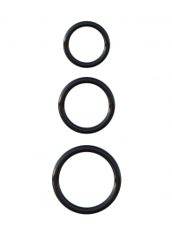 Набор из трех черных эрекционных колец Silicone 3-Ring Stamina Set - Pipedream - в Красноярске купить с доставкой