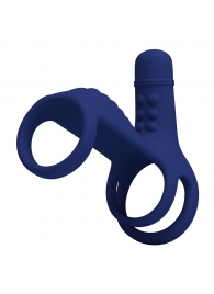 Синяя вибронасадка на пенис Vibrating Penis Sling - Baile - в Красноярске купить с доставкой