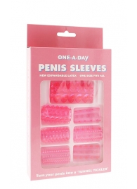 Набор из 7 розовых насадок на пенис ONE-A-DAY PENIS SLEEVES PINK - Seven Creations - в Красноярске купить с доставкой
