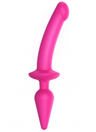 Ярко-розовый двусторонний фаллоимитатор Switch Plug-In Semi-Realistic Size L - Strap-on-me купить с доставкой в интернет-магазине Orgasmix в Красноярске Ярко-розовый двусторонний фаллоимитатор Switch Plug-In Semi-Realistic Size L - Strap-on-me