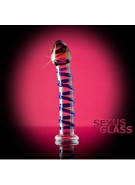 Прозрачный фаллос из стекла со спиралью по телу - 18 см. - Sexus купить с доставкой в интернет-магазине Orgasmix в Красноярске Прозрачный фаллос из стекла со спиралью по телу - 18 см. - Sexus