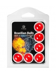 Набор из 6 шариков с массажным маслом Brazilian Balls с охлаждающим и разогревающим эффектом - Secret Play - купить с доставкой в Красноярске