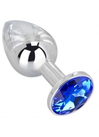 Анальное украшение BUTT PLUG  Small с синим кристаллом - 7 см. - Anal Jewelry Plug - купить с доставкой в Красноярске