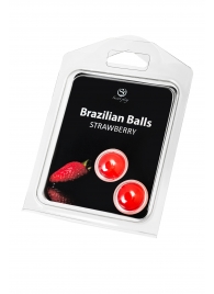 Набор из 2 шариков с массажным маслом Brazilian Balls с ароматом клубники - Secret Play - купить с доставкой в Красноярске