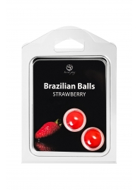 Набор из 2 шариков с массажным маслом Brazilian Balls с ароматом клубники - Secret Play - купить с доставкой в Красноярске