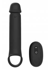 Черная насадка-удлинитель с вибрацией Vibrating Extender With Remote - Dream Toys - в Красноярске купить с доставкой
