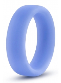 Голубое люминесцентное кольцо Silicone Glo Cock Ring - Blush Novelties - в Красноярске купить с доставкой