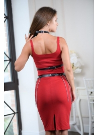 Черно-серебристая портупея-юбка plus size с цепочками - БДСМ Арсенал - купить с доставкой в Красноярске