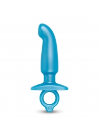 Голубая анальная пробка для массажа простаты Hither Silicone Prostate Plug - 14,3 см. - b-Vibe - в Красноярске купить с доставкой