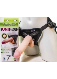 Страпон-унисекс с двумя насадками UNI strap 7  Harness - 19 и 16 см. - LOVETOY (А-Полимер) - купить с доставкой в Красноярске