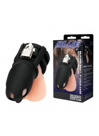 Черная клетка для пениса Silicone Small 2 in Cock Cage With Ball Divider - BlueLine - купить с доставкой в Красноярске