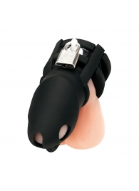 Черная клетка для пениса Silicone Small 2 in Cock Cage With Ball Divider - BlueLine - купить с доставкой в Красноярске