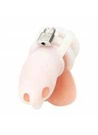 Белая клетка для пениса Silicone Small 2 in Cock Cage With Ball Divider - BlueLine - купить с доставкой в Красноярске