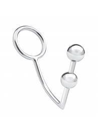 Кольцо на пенис с анальным стимулятором Two Bead Stainless Steel Anal Hook   Cock Ring - BlueLine - в Красноярске купить с доставкой