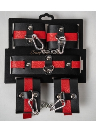Черно-красный набор фиксаций: наручники, оковы и ошейник - Crazy Handmade - купить с доставкой в Красноярске