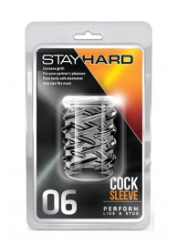 Прозрачная насадка с объёмными чёрточками STAY HARD COCK SLEEVE 06 CLEAR - Blush Novelties - в Красноярске купить с доставкой