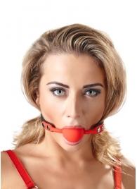 Силиконовый кляп-шар на чёрных ремешках Red Gag silicone - Orion - купить с доставкой в Красноярске