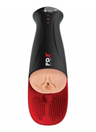 Телесный мастурбатор-вагина в черной колбе с вибрацией Fuck-O-Matic Pro XL - Pipedream - в Красноярске купить с доставкой