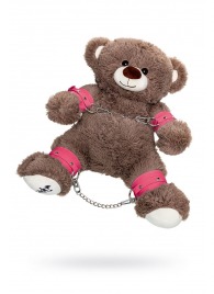 Бондажный набор: бурый мишка с розовыми оковами и наручниками - Pecado - купить с доставкой в Красноярске