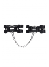 Черные кожаные оковы из двух ремешков - Pecado - купить с доставкой в Красноярске