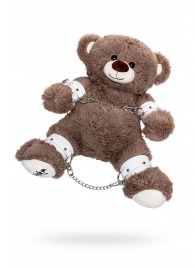 Бондажный набор: бурый мишка с белыми оковами и наручниками - Pecado - купить с доставкой в Красноярске