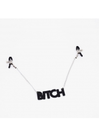 Зажимы на соски с кожаной подвеской Bitch - Crazy Handmade - купить с доставкой в Красноярске