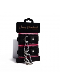 Черно-розовые скругленные наручники с мягкой подкладкой - Crazy Handmade - купить с доставкой в Красноярске