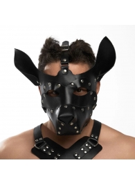 Черная кожаная маска «Собака» - Crazy Handmade - купить с доставкой в Красноярске Черная кожаная маска «Собака» - Crazy Handmade - купить с доставкой в Красноярске
