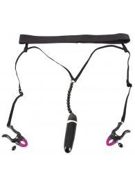 Женские вибростринги с зажимами для половых губ Spreader String with Vibrator - Orion - купить с доставкой в Красноярске