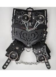 Черный ажурный кожаный набор фиксаций - Crazy Handmade - купить с доставкой в Красноярске