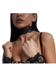 Черный ажурный чокер с золотистой фурнитурой - Crazy Handmade - купить с доставкой в Красноярске