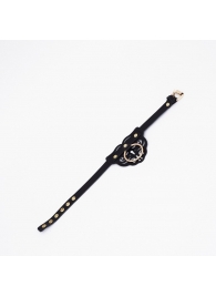 Черный чокер с клепками и золотистой фурнитурой - Crazy Handmade - купить с доставкой в Красноярске