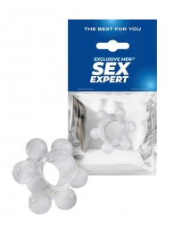 Прозрачное эрекционное кольцо с 6 стимулирующими шариками - Sex Expert - в Красноярске купить с доставкой