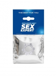 Прозрачное эрекционное кольцо с шариками и шипами - Sex Expert - в Красноярске купить с доставкой