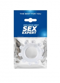 Прозрачное эрекционное кольцо со стимулирующими шариками - Sex Expert - в Красноярске купить с доставкой