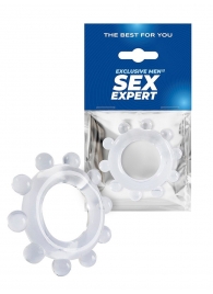 Прозрачное эрекционное кольцо со стимулирующими шариками - Sex Expert - в Красноярске купить с доставкой