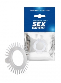 Эластичное эрекционное кольцо с шипиками и шариком - Sex Expert - в Красноярске купить с доставкой
