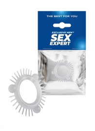 Эластичное эрекционное кольцо с 3 шариками и шипами - Sex Expert - в Красноярске купить с доставкой