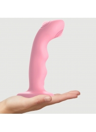 Розовая насадка-стимулятор Strap-On-Me Tapping Dildo Wave - Strap-on-me - купить с доставкой в Красноярске