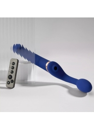 Синий безремневой страпон Multi Orgasm Bendable Strap-On size L с клиторальной стимуляцией - Strap-on-me - купить с доставкой в Красноярске