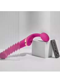 Ярко-розовый безремневой страпон Multi Orgasm Bendable Strap-On size L с клиторальной стимуляцией - Strap-on-me - купить с доставкой в Красноярске