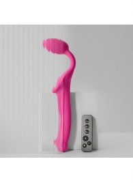 Ярко-розовый безремневой страпон Strap-on-me Vibrating Bendable Strap-On size L - Strap-on-me - купить с доставкой в Красноярске