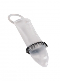 Закрытая насадка на пенис с подхватом мошонки и стимулирующими «ресничками» - Sextaz - в Красноярске купить с доставкой