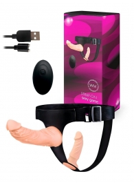Женский страпон с 2 насадками, вибрацией и пультом ДУ - Erowoman-Eroman - купить с доставкой в Красноярске