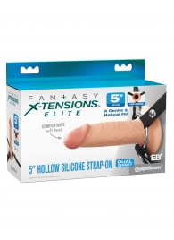 Телесный пустотелый фаллопротез 5’’ Hollow Silicone Strap-On - 14 см. - Pipedream - купить с доставкой в Красноярске