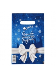 Сине-белый подарочный новогодний пакет с вырубной ручкой (20х30 см) - Сима-Ленд - купить с доставкой в Красноярске